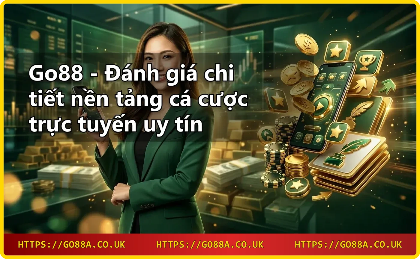 Giao diện Go88 trên điện thoại với các trò chơi casino và chip vàng