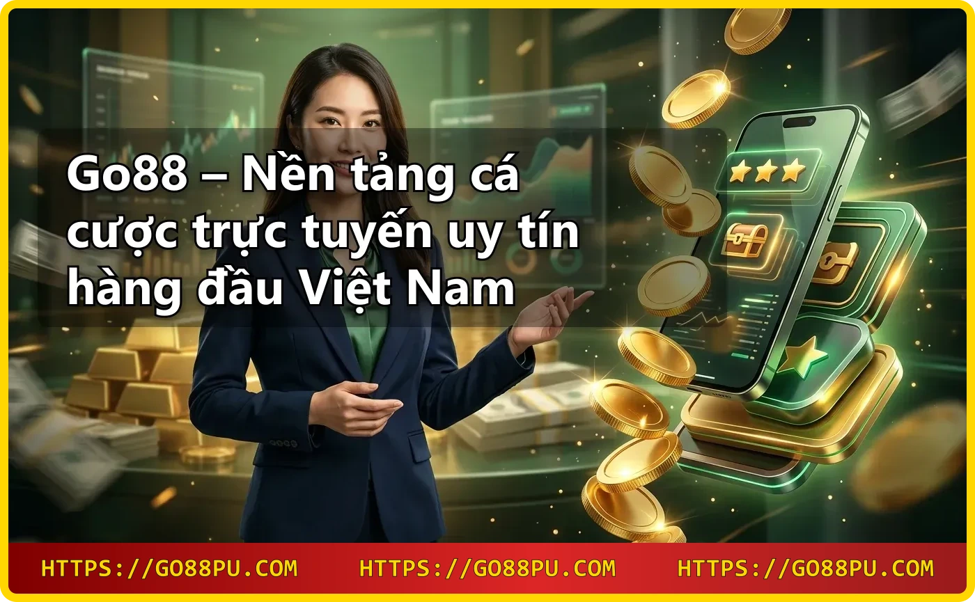 Biểu tượng bảo mật Go88 với vàng và chip casino