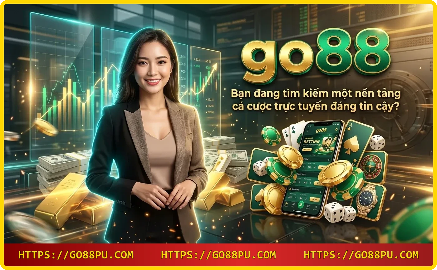 Biểu tượng bảo mật Go88 với vàng và chip casino
